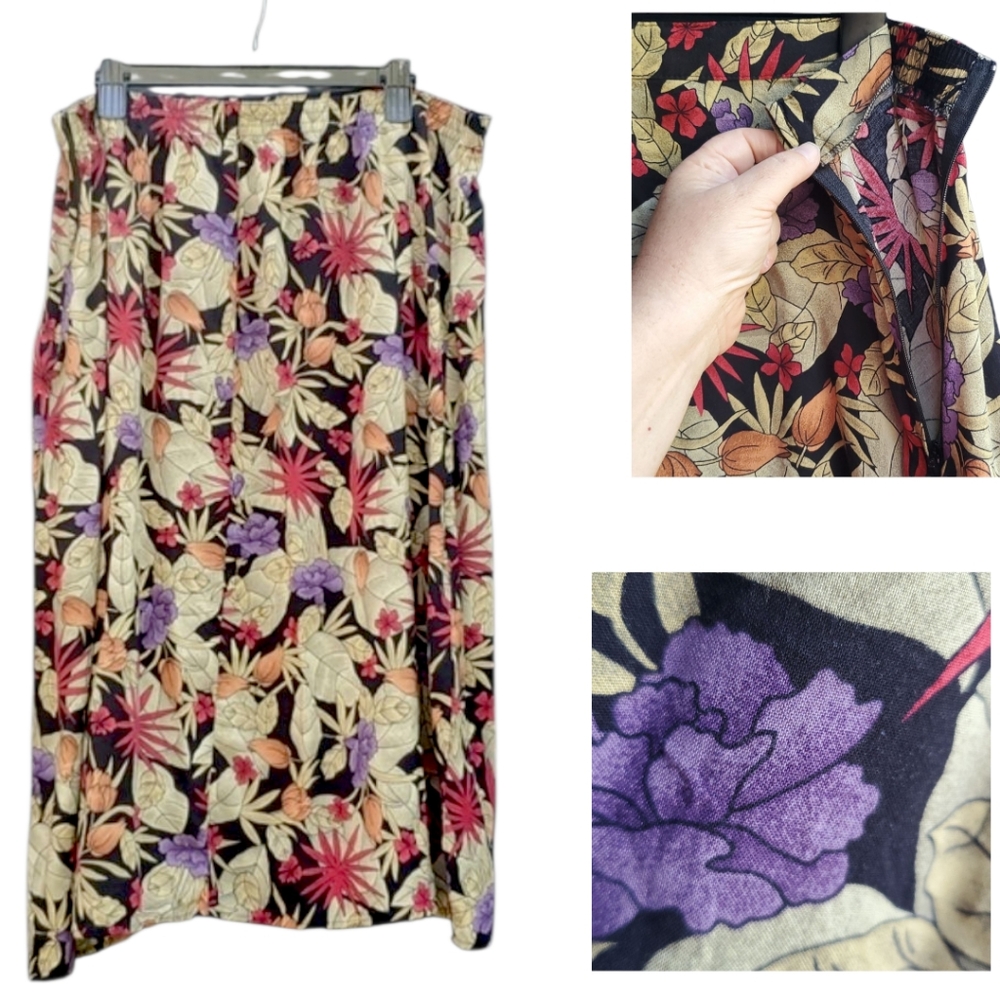 Sag Harbor Woman Floral Rayon Skirt 2X